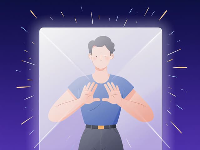 Person setting healthy boundaries surrounded by protective light representing self-care